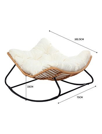 CANGGU Fauteuil à bascule en résine tressée coussin beige