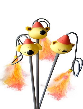 Canne à Pêche pour chat avec plumes