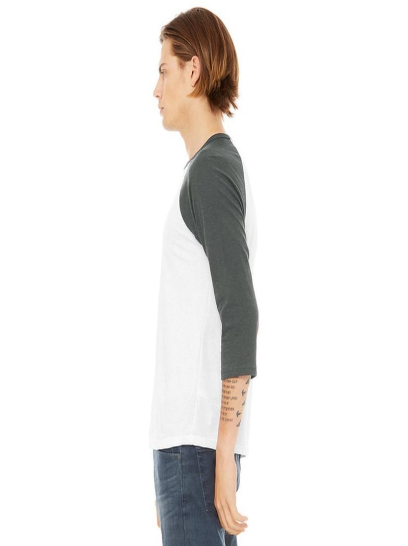 Canvas - T-shirt de baseball à manches 3/4 Blanc Gris - Kiabi