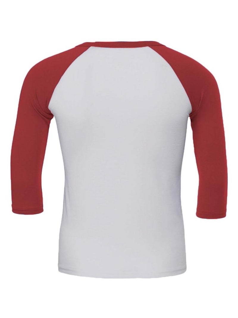 Canvas - T-shirt de baseball à manches 3/4 Blanc Rouge - Kiabi