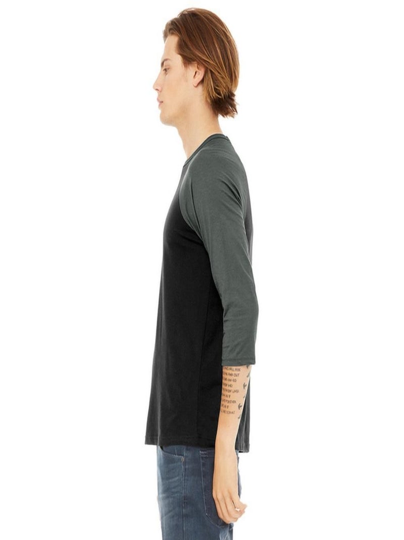 Canvas - T-shirt de baseball à manches 3/4 Noir Gris - Kiabi