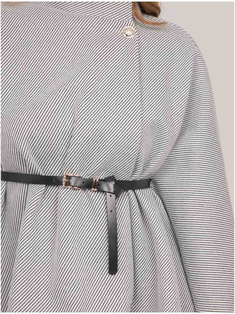 Cape avec ceinture col montant manches évasées urolie Gris - Kiabi