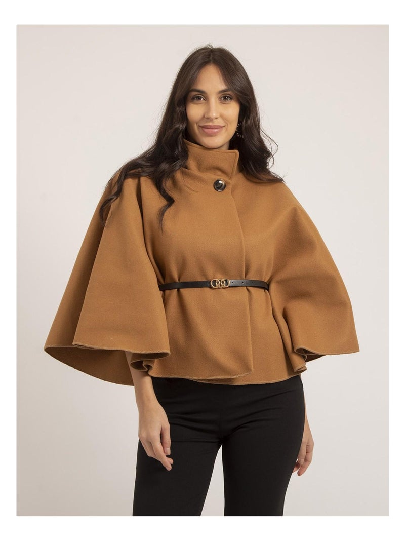 Cape courte et ceinture UMILIA Marron caramel - Kiabi