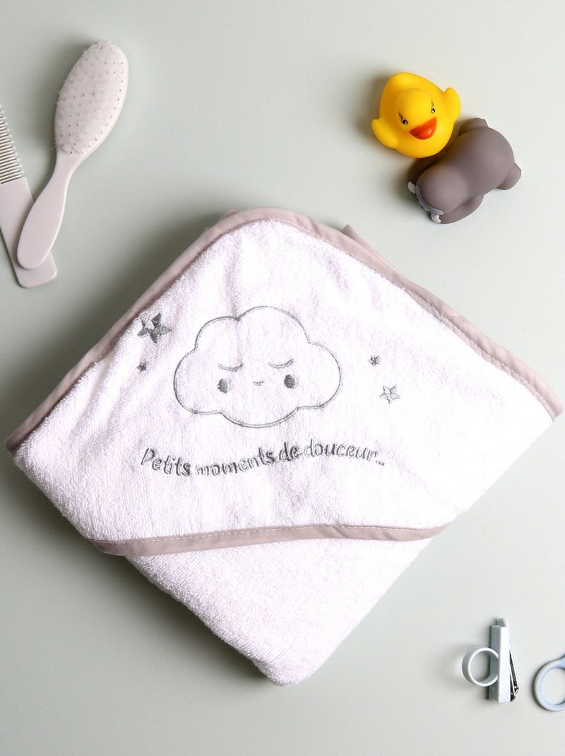 Cape de bain 100% coton avec attache cou Blanc - Kiabi