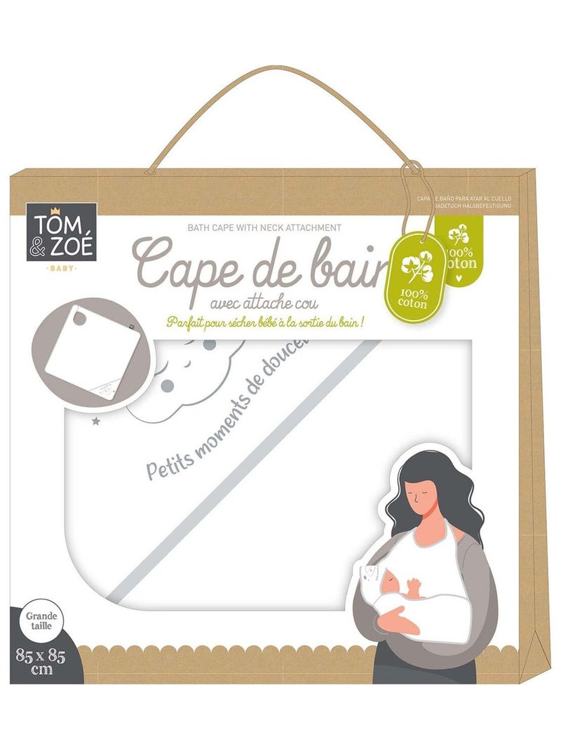 Cape de bain 100% coton avec attache cou Blanc - Kiabi
