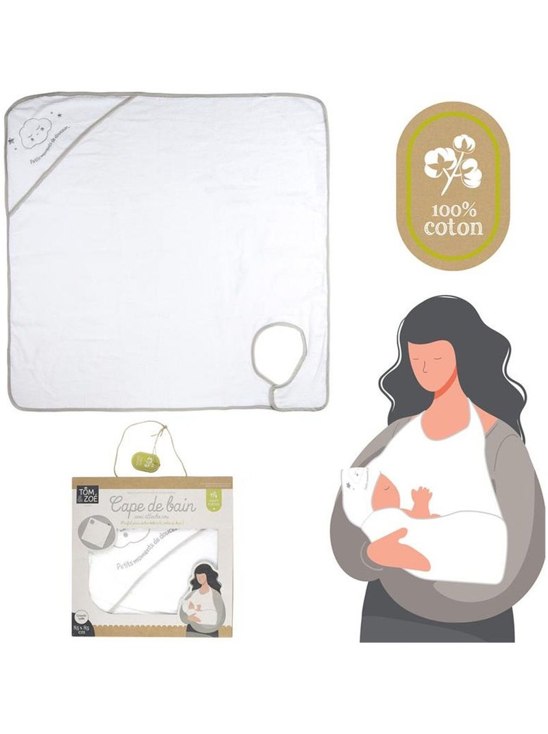 Cape de bain 100% coton avec attache cou Blanc - Kiabi