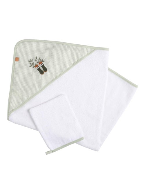 Cape de bain 75x75cm plus gant en coton blanc - SAUTHON - Kiabi