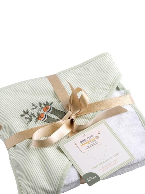 Cape de bain 75x75cm plus gant en coton blanc - SAUTHON - Kiabi