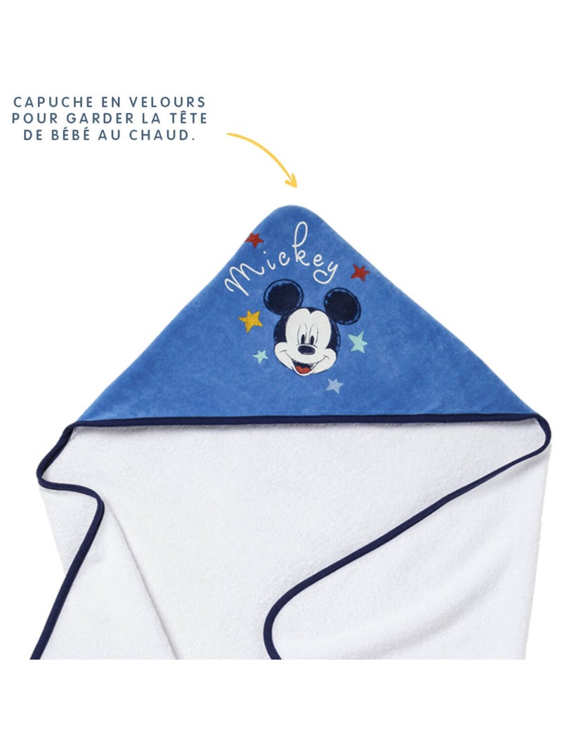 Cape de bain 80x80 cm velours - Mickey Cool Bleu - Kiabi