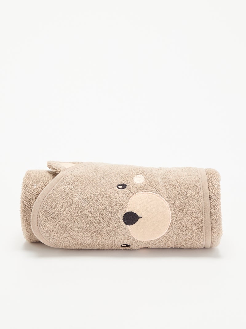 Cape de bain avec capuche animée Beige - Kiabi