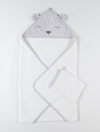 Cape de bain avec gant de toilette en éponge Noukie's