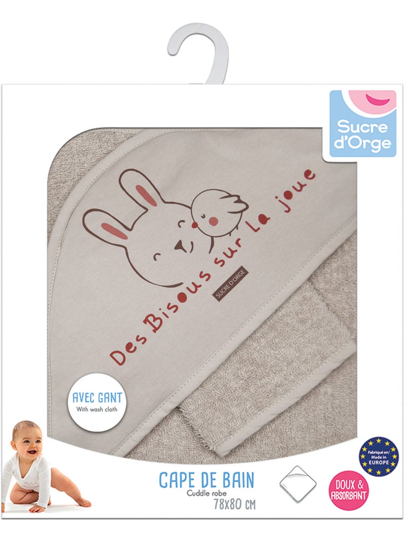 CAPE DE BAIN AVEC GANT EPONGE SABRINO Beige - Kiabi