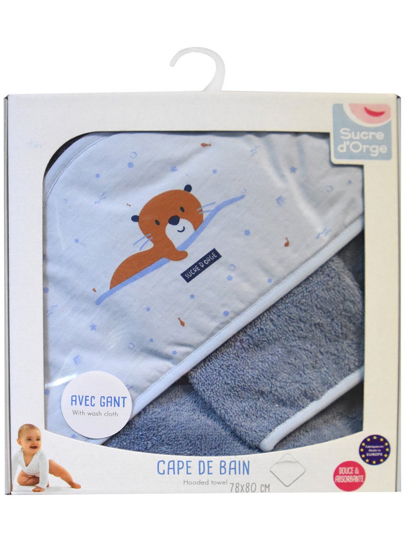 CAPE DE BAIN AVEC GANT MERWANE EPONGE AVEC GANT Bleu - Kiabi