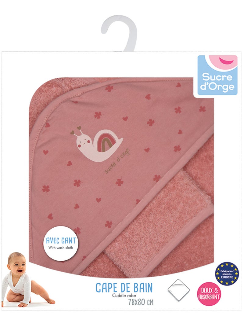 Cape de bain avec gant pavina Rose - Kiabi