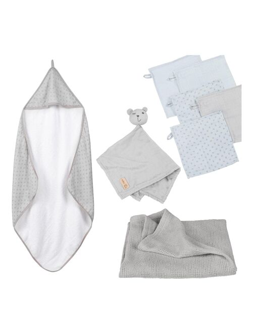 Cape de bain bébé + 5 gants de toilette + serviette et doudou en coton Bio 'Roba lil planet' - Kiabi