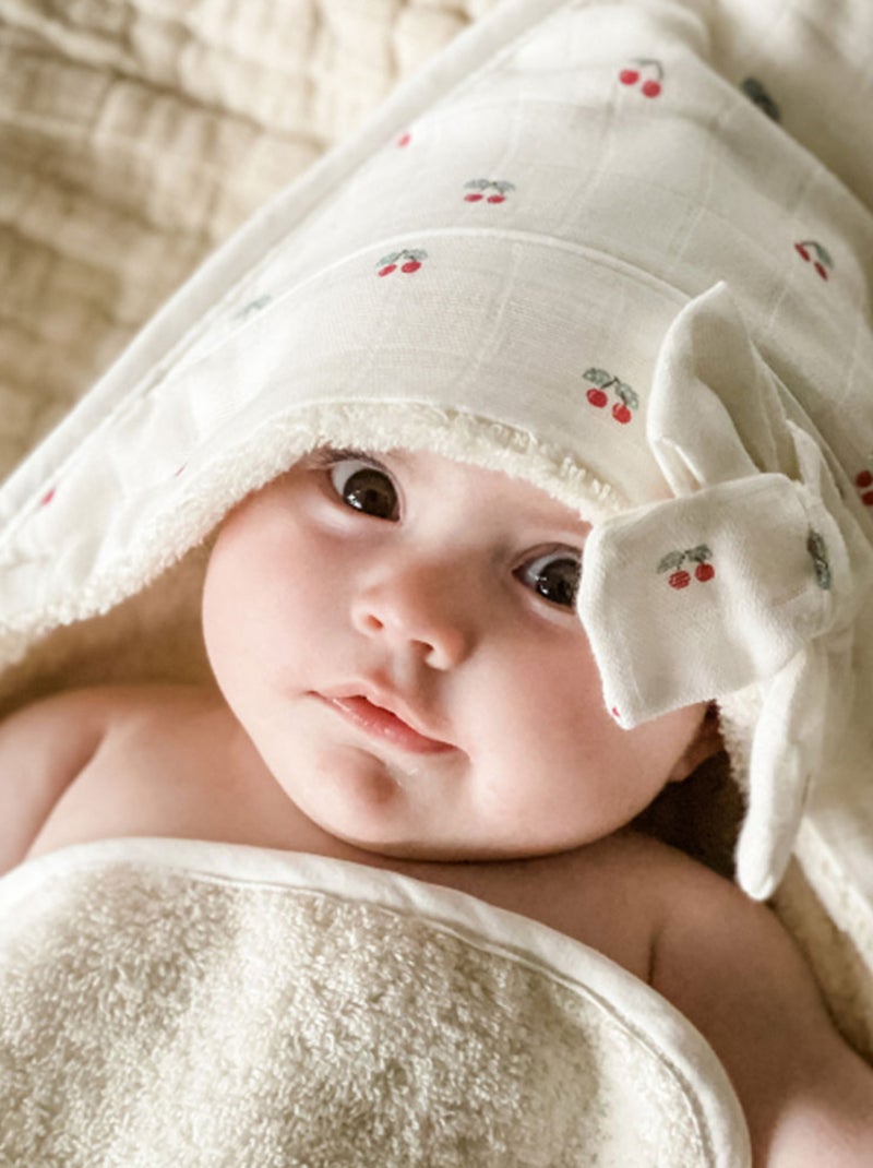 Cape de bain bébé Cerise Blanc - Kiabi