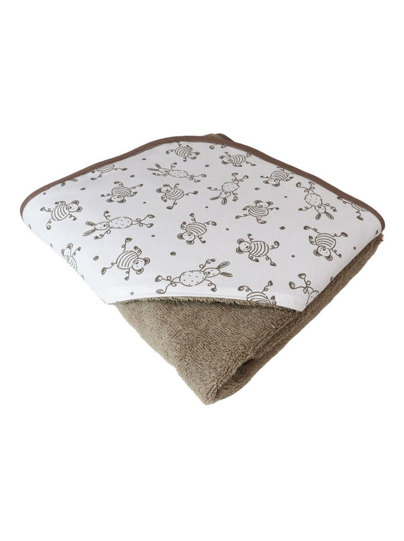 Cape de bain bébé coton éponge TOURNICOQUIN Taupe - Kiabi