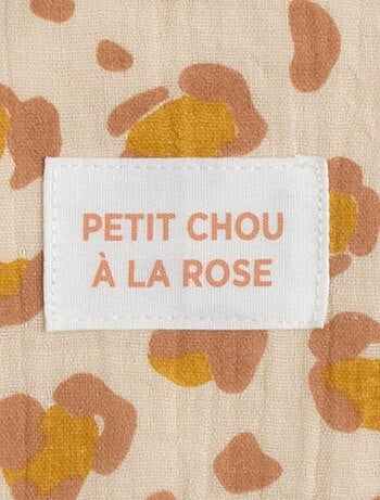 Cape de bain bébé en gaze de coton et gant léopard - SAUTHON