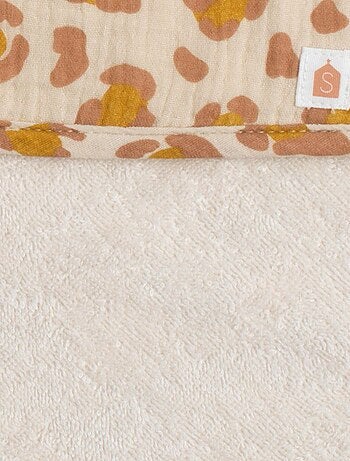 Cape de bain bébé en gaze de coton et gant léopard - SAUTHON