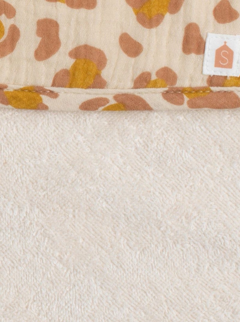 Cape de bain bébé en gaze de coton et gant léopard - SAUTHON Beige/Rose - Kiabi