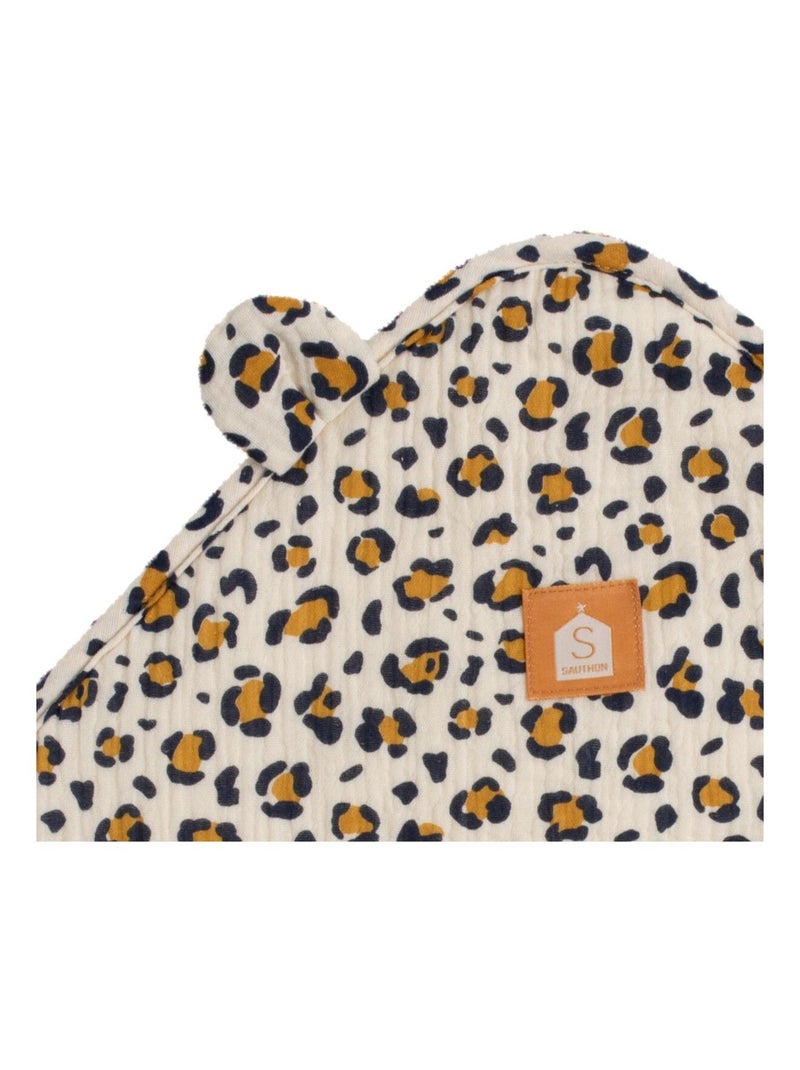 Cape de bain bébé en gaze de coton et gant léopard - SAUTHON Noir Ecru - Kiabi
