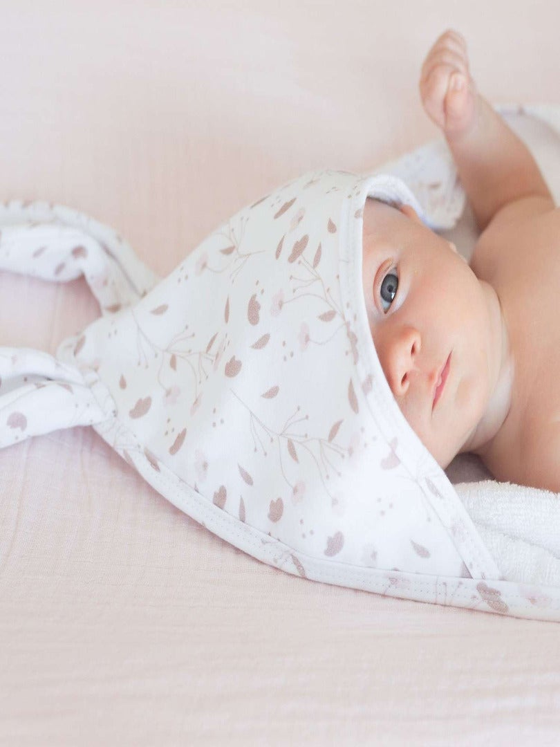 Cape De Bain Bébé à Capuche 100x100 Cm - 100% Coton épais 400 G/m², Velcro, Séchage Doux, Nid D'abeille Blanc/bleu