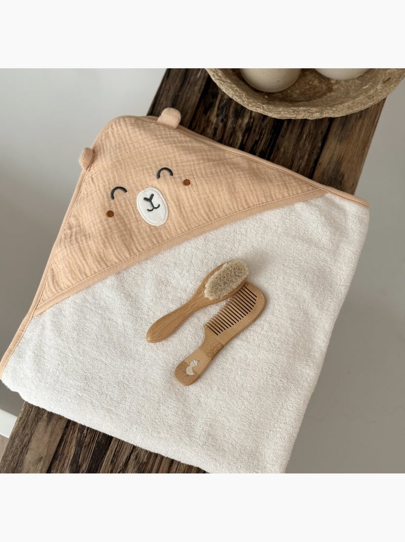 Cape de bain bébé Noisette Ecru - Kiabi