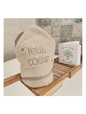 Cape de bain bébé XXL Naissance en Coton Petit Cœur