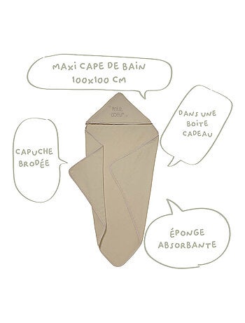 Cape de bain bébé XXL Naissance en Coton Petit Cœur