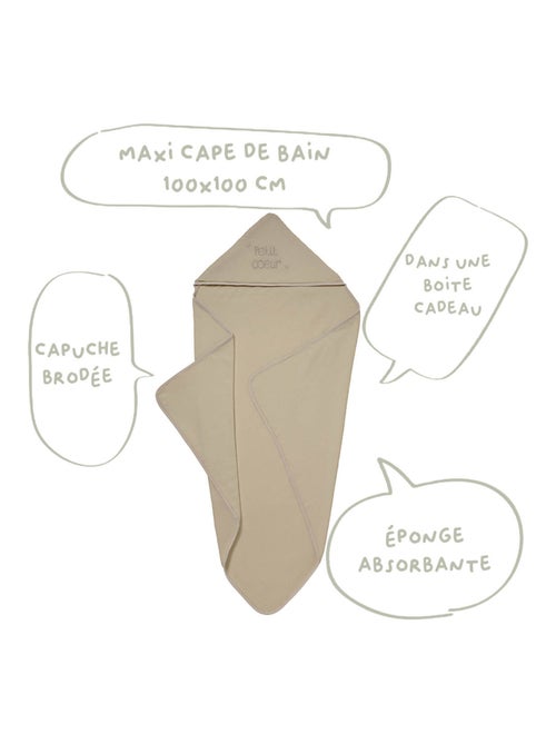 Cape de bain bébé XXL Naissance en Coton Petit Cœur - Kiabi