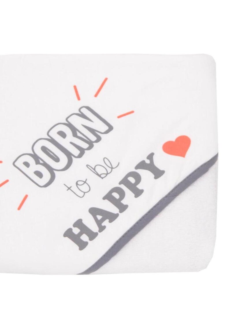 Cape de bain Born to be Happy - 70x70 cm Blanc - Kiabi