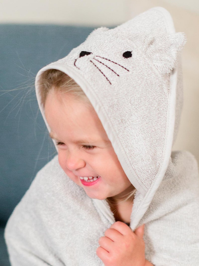 Cape de bain chat en coton Gris - Kiabi