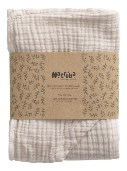 Cape de bain en coton bio crème - Kiabi