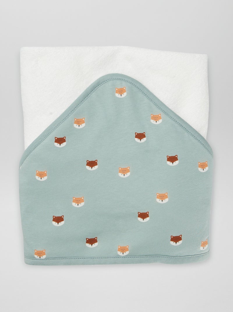 Cape de bain en éponge avec capuche imprimée Bleu - Kiabi
