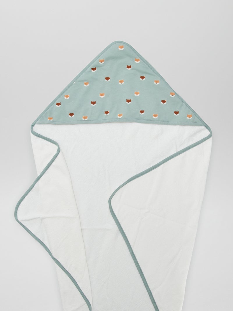 Cape de bain en éponge avec capuche imprimée Bleu - Kiabi