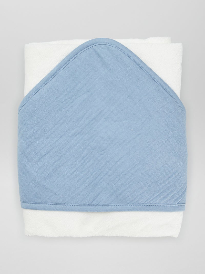 Cape de bain en éponge et gaze de coton Bleu - Kiabi