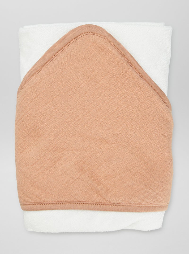 Cape de bain en éponge et gaze de coton Marron - Kiabi