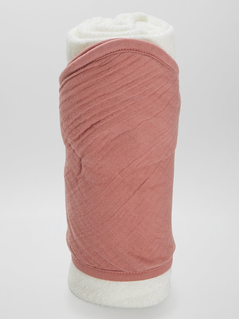 Cape de bain en éponge et gaze de coton Rose - Kiabi
