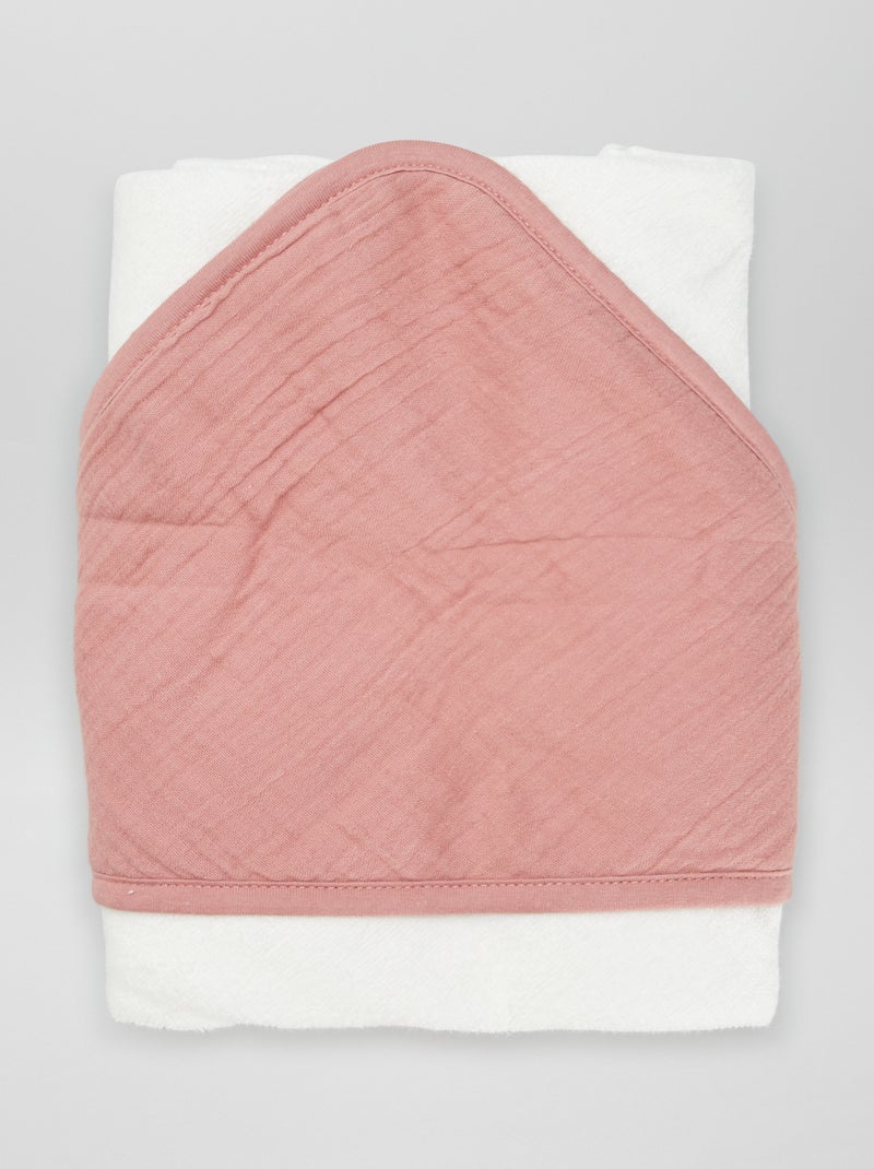 Cape de bain en éponge et gaze de coton Rose - Kiabi