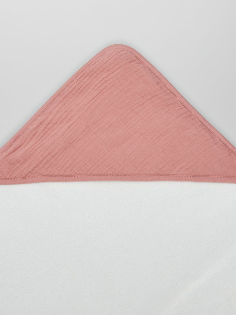 Cape de bain en éponge et gaze de coton Rose - Kiabi