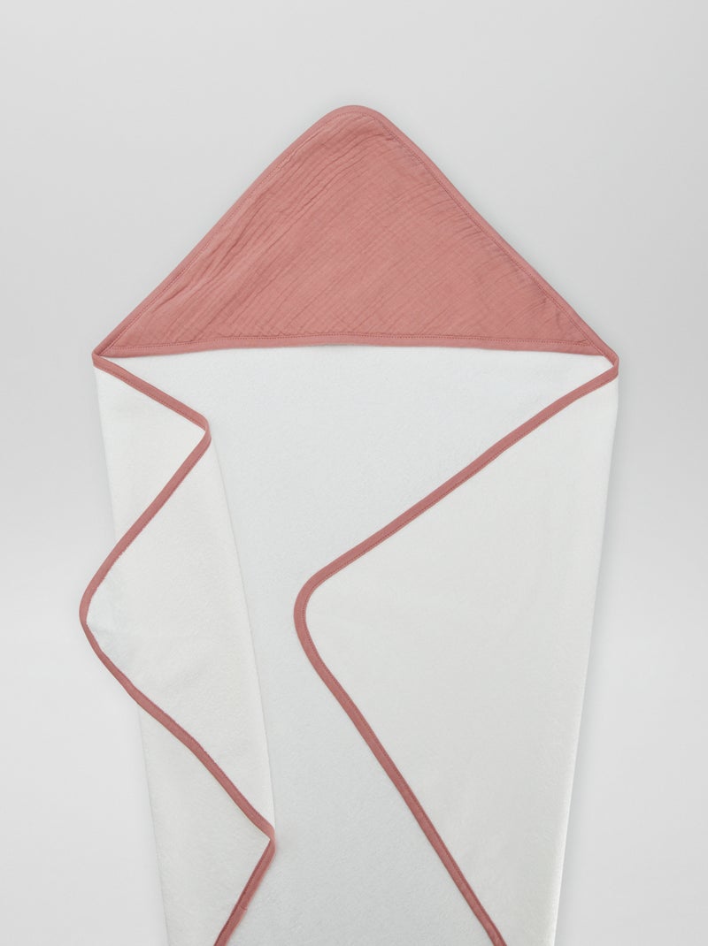 Cape de bain en éponge et gaze de coton Rose - Kiabi
