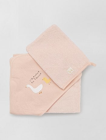 Cape De Bain En Eponge Gant De Toilette Bebe Fille Rose Kiabi 12 00