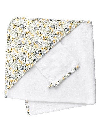 Cape de bain et gant en coton -