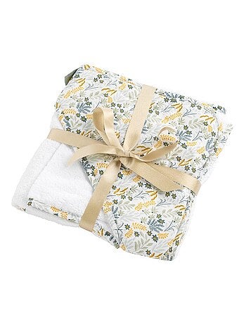 Cape de bain et gant en coton -