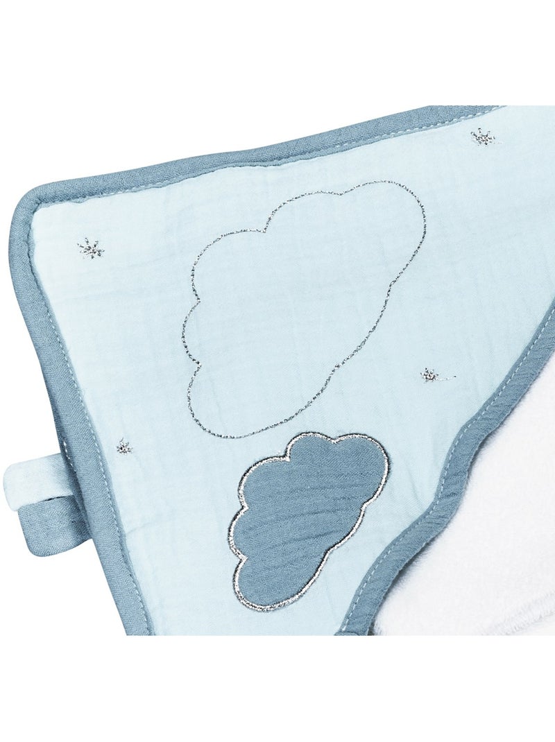 Cape de bain et gant en coton - SAUTHON Blanc Bleu - Kiabi