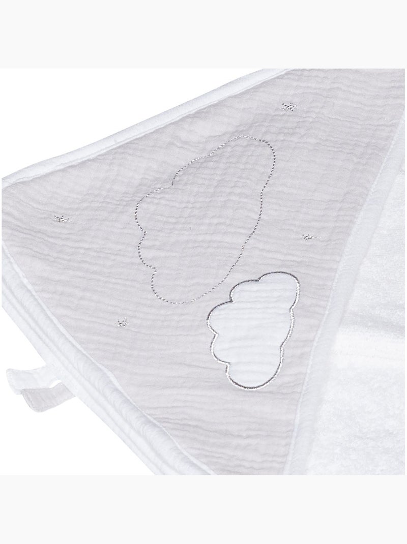 Cape de bain et gant en coton - SAUTHON Blanc Gris - Kiabi