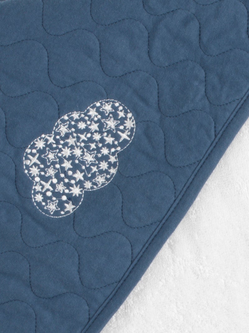 Cape de bain et gant en coton matelassé et éponge - Blanc Bleu - Kiabi