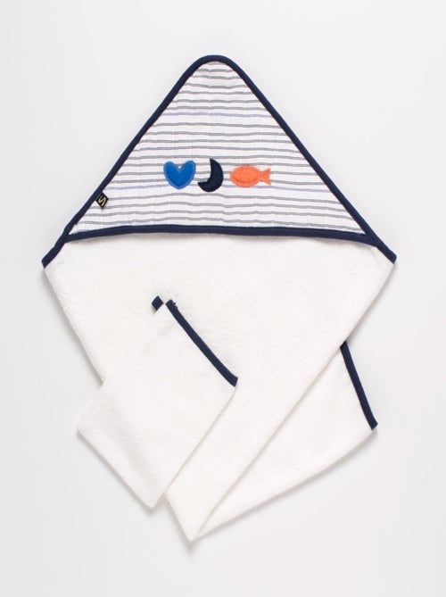 Cape de bain et gant en double gaze de coton et éponge - SAUTHON - Kiabi