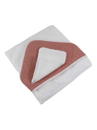 Cape de bain et gant en gaze de coton GAZOO