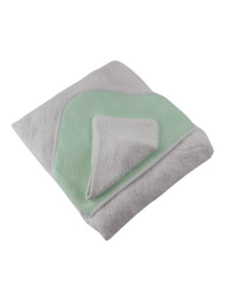 Cape de bain et gant en gaze de coton GAZOO